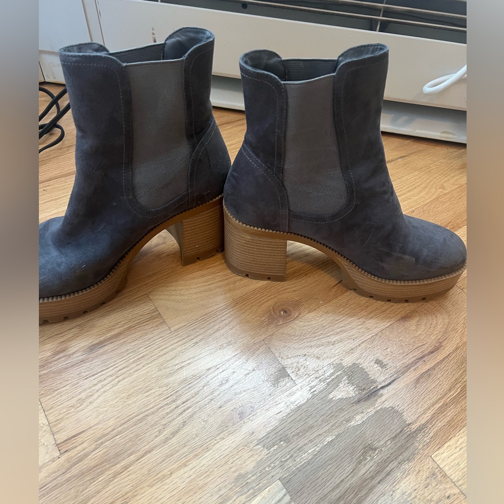 Gray Suede Platform Boot